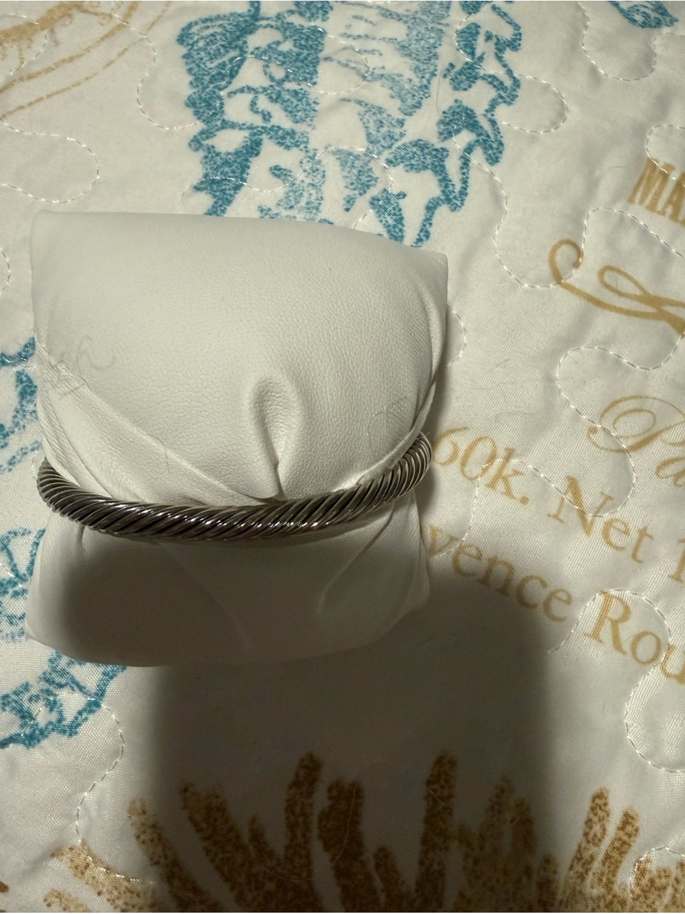 Twisted Cable Cuff Bracelet in Silver with Gold Accents - Picture 5 of 6